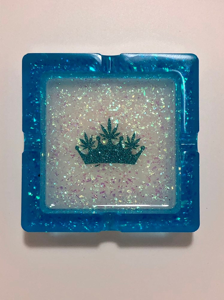 Ashtray for a queen blue ashtray girly ashtray glitter Etsy