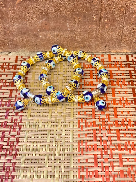 fortified blue eye waist beads