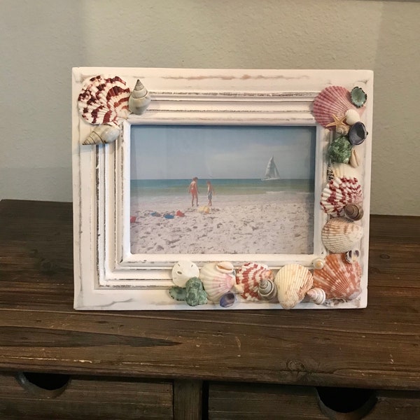 Shell Frames, Beach Frame, Picture Frame, 5x7