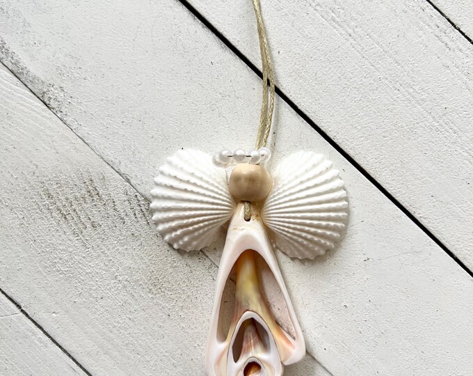 Angelic Shell Shell Angel Ornament, Sliced Shell, Handmade - Etsy