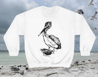 Sudadera unisex de mezcla pesada con cuello redondo Pelican, sudadera de playa