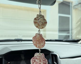 Colgante para coche con forma de concha marina: Adorno para el espejo retrovisor con temática playera