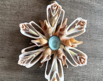 Adorno de concha marina, adorno de concha cortada a mano, grande