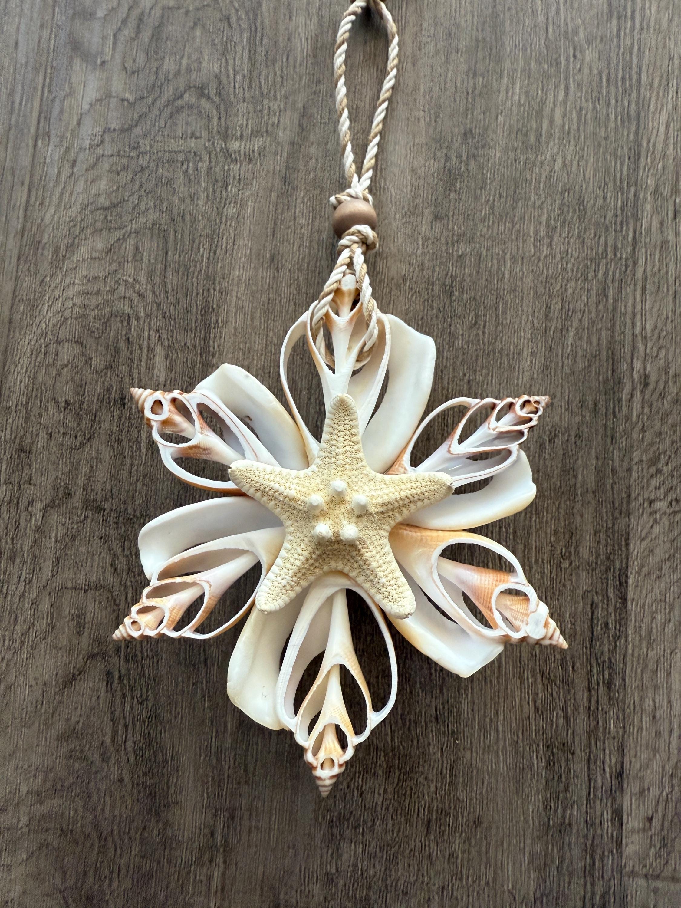 Seashell Ornament , Handmade Sliced Shell Ornament, Large, Beach Coastal Starfish Christmas Tree Decoration