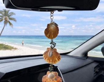 Colgante para espejo retrovisor con forma de concha de mar para coche con temática playera