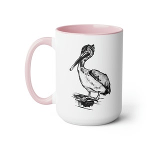 Pelican Sketch Two-Tone Coffee Mugs, 15oz