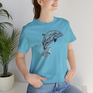 Unisex Jersey Short Sleeve Tee with a Dolphin Sketch
