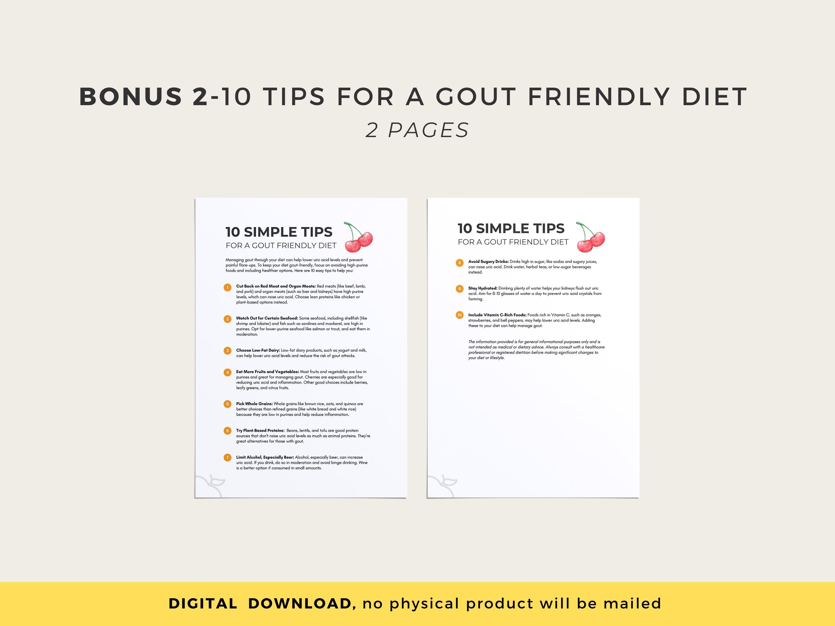 Gout Chart.pdf Gout Food List: Printable Gout Food Chart, Bonus Weekly Gout Diet ...