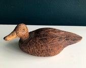 Small Hand-Carved Vintage Decoy with Glass Eyes