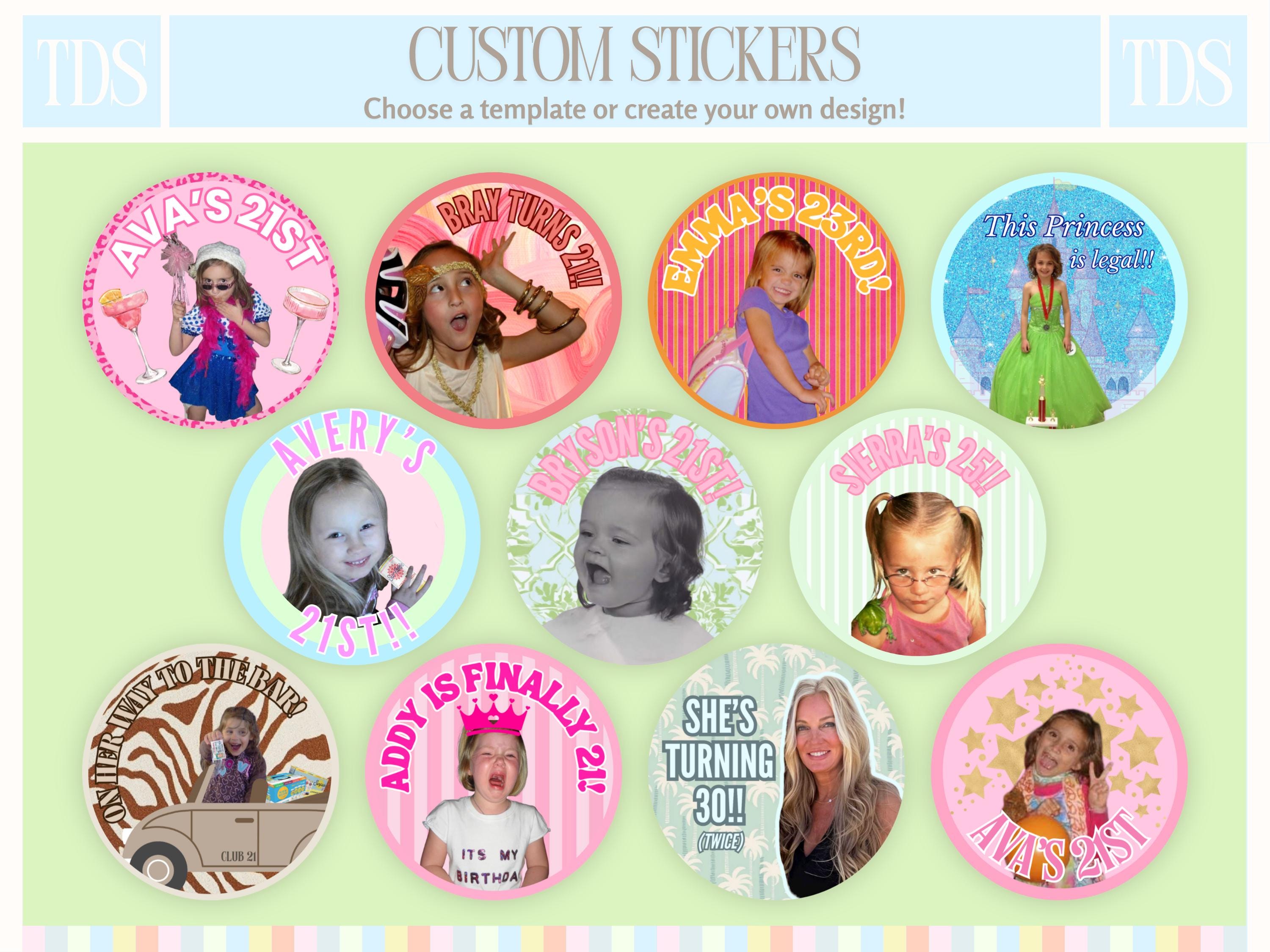 Custom Birthday Stickers | 21st Birthday Stickers | 21st Birthday Party ...