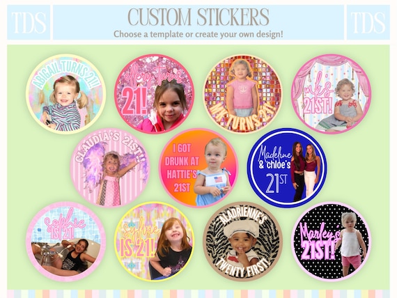 Custom Birthday Stickers | 21st Birthday Stickers | 21st Birthday Party | Birthday Party Decor | Birthday Party Favors | 21st Sign Night |