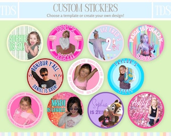 Custom Birthday Stickers | 21st Birthday Stickers | 21st Birthday Party | Birthday Party Decor | Birthday Party Favors | 21st Sign Night |