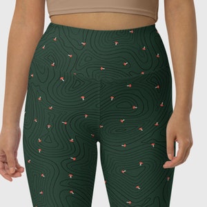 Magic Mushroom Biker Shorts/Cycling Shorts/ Gym wear/  90s style / Women&#39;s Black Yoga High Waisted Lounge Leggings Shorts /Running