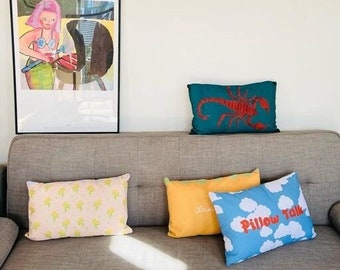 Mimosa Print Reversible Cushion
