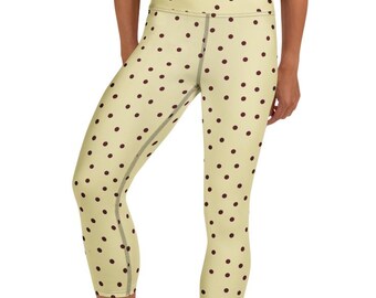 Polka dot Butter Yellow high-waisted Capri Leggings