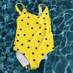 Polkadot One-Piece Swimsuit in Canary Yellow/Scoop Back/Swimwear/Bikini/Yellow Swimsuit