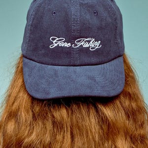 Gone Fishing Corduroy Unisex hat/Corduroy cap/Nave Cap/Green Cap/Fisherman aesthetic