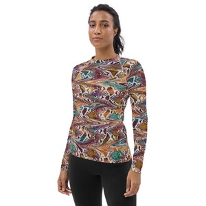 Trippy Snake Print Women's Rash Guard Long Sleeve Snake print Animal Skin Snake skin pattern gym wear activewear Yoga Running image 8