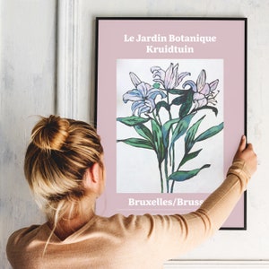 Stampa digitale di gigli, arte murale senza cornice, opera d'arte floreale, poster di natura morta su carta riciclata, giardino botanico, Jardin Botanique