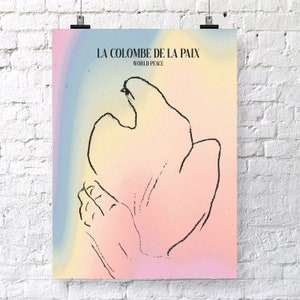 Colomba della Pace. Opera d'arte di una colomba disegnata a mano. Formato A3/Idea regalo/Poster/Arte murale/Carta riciclata/Pace nel mondo/Senza cornice/Sfondo sfumato