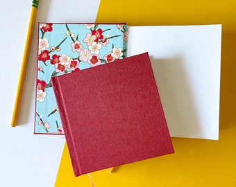 Square Notebook with Blank Pages, Floral Journal Garden Drawing, Self-Care Journal New Year, Hard Cover Square Journal, Blank Notebook