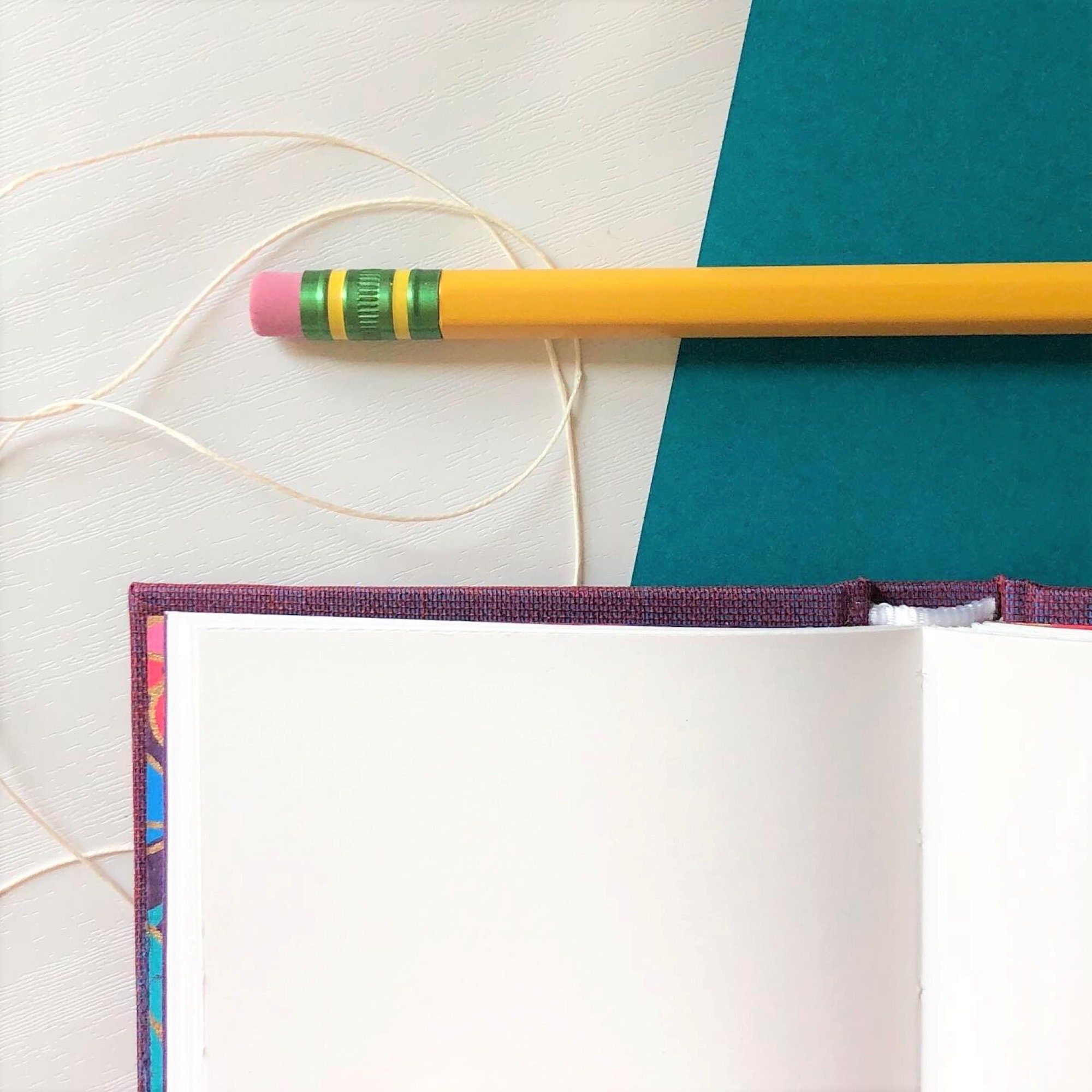 Blank 3x3 Pocket Notebook / Purple with Floral Endpages