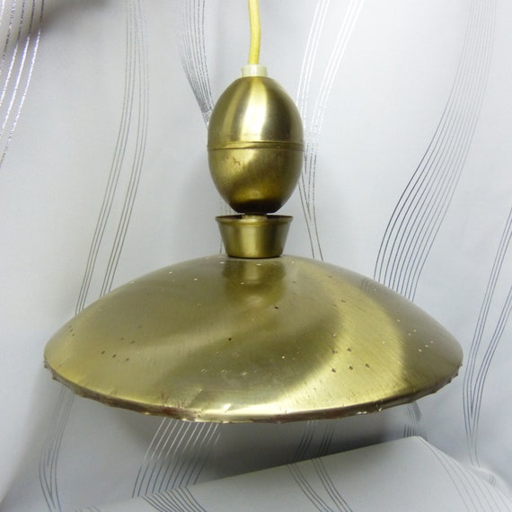 Vintage Mid Century Retractable Pull Down Ufo Saucer Ceiling Lamp