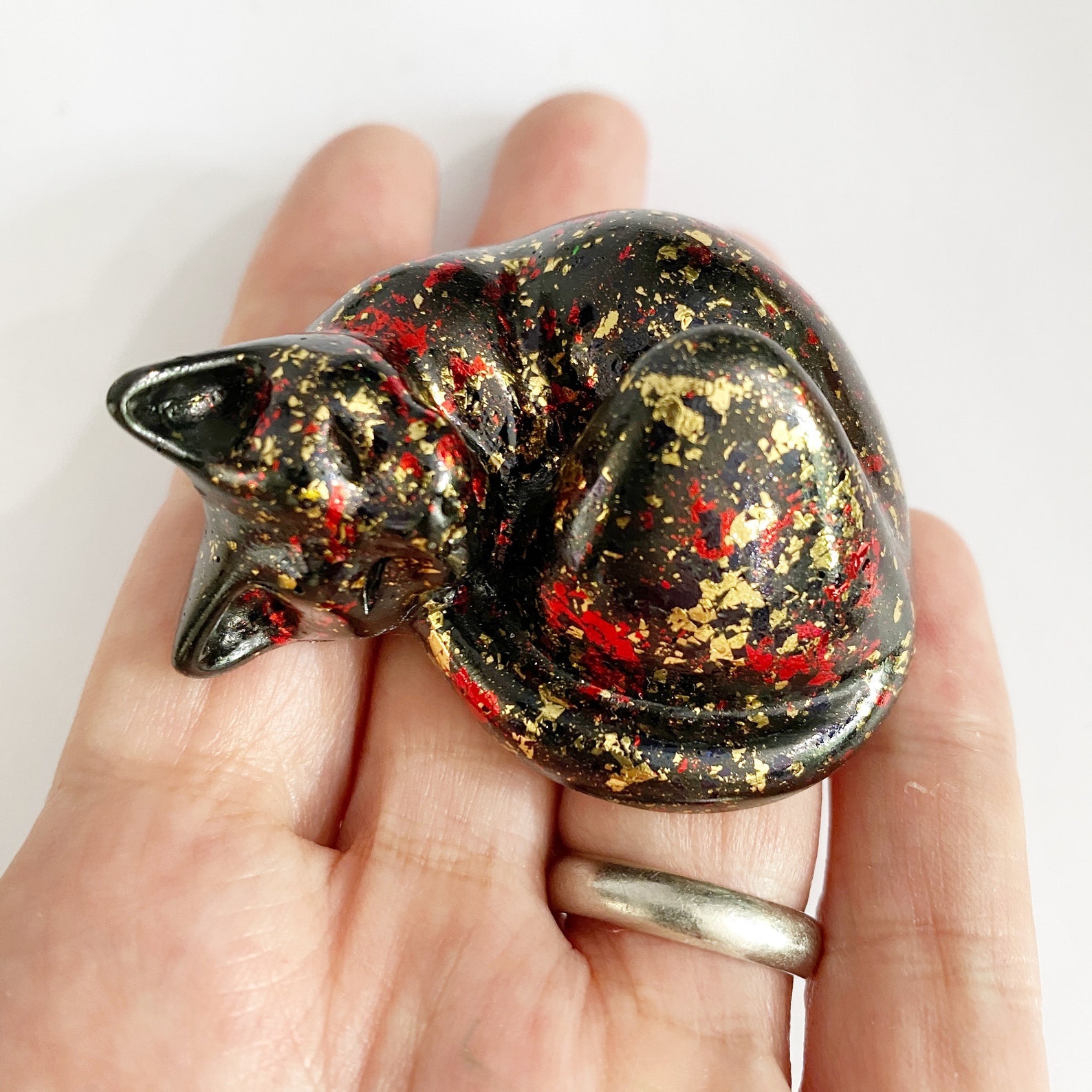 Handmade Pet Ashes Keepsake Cat Cremation Ashes Sleeping Cat Etsy