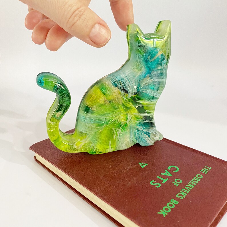 Large Fluid Art Cat Ashes Memorial Figurine Cat Loss Sympathy Etsy