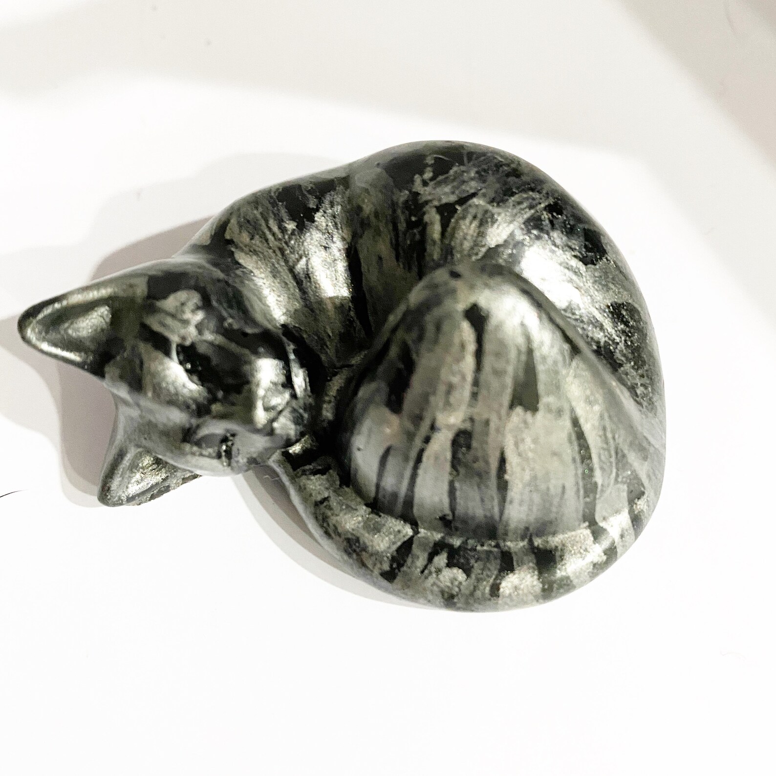 Tabby Cat Ashes Memorial Keepsake Sleeping Cat Figurine Cat Etsy