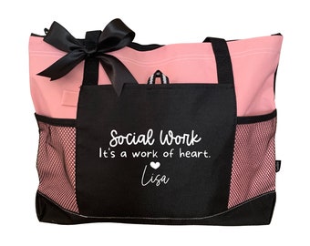 Social Work Tote Bag Zipper Personalized Social Worker Gift Social Work Gifts Social Worker Tote Bag Customizable Gifts for Social Workers