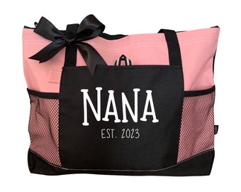 New Nana Gift Personalized Tote Bag with Zipper New Grandma Gift Ideas for Grandma To Be Personalized Grandmother Gift Baby Shower Christmas