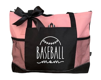 Baseball Mom Tote Bag - Baseball Mom Bag, Baseball Bag, Baseball Gift, Zippered Tote Bag, Gift for Mom, Sports Tote, Mothers Day, Mom Tote