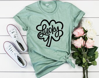 Lucky Shamrock Shirt, St Patricks Day Tee, St Pattys Day Shirt, St Paddys Day Tee, Four Leaf Clover Shirt, St Patrick Day Shirt, Irish Shirt