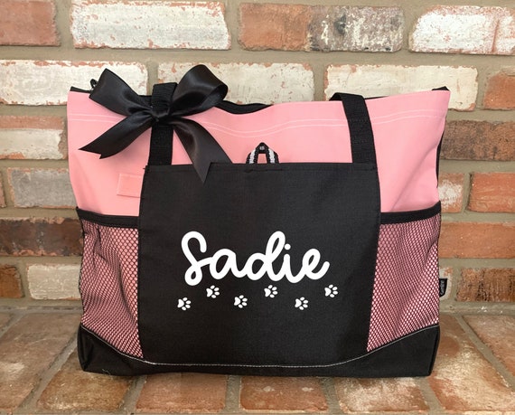 Pet Tote Bag Dog Tote Bag with Zipper Custom Dog Tote Bag Personalized Pet Bag Dog Mom Gift Ideas Vet Tech Week Gift for Veterinarian Staff
