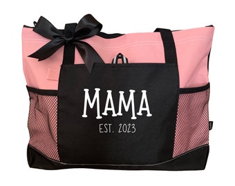 New Mom Gift, Mama Tote Bag, New Grandma Gift, New Grandparents, Zippered Tote, Grandmother, Personalized Tote, Mothers Day Gift, Reusable