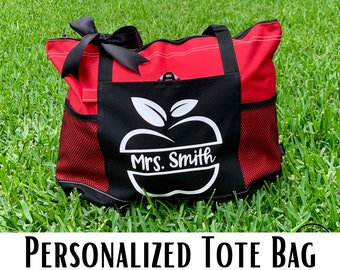 Teacher Tote Bag - Zippered Tote, Teacher Gift, Personalized Tote, Teacher Bag, Graduation Gift, Teacher Appreciation Week, Gift for Teacher