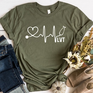 HometownSupplyCo LVT Shirt, Vet Tech Shirt, Heart Stethoscope, Vet Technician Shirt Women, Veterinary Tech Gift, Dog Lover Shirt, Veterinarian, Vet Tech Tee