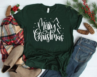 Merry Christmas Shirt, Christmas Shirt, Merry Christmas Tee, Holiday Shirt, Christmas Tree Shirt, Gift, Christmas Party Tee, Shirt for Women