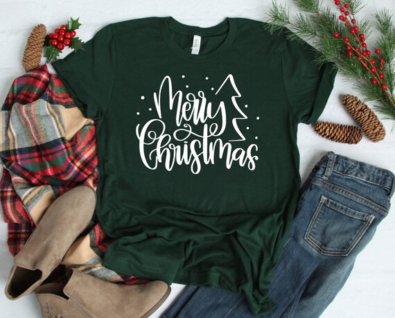 Merry Christmas Shirt, Christmas Shirt, Merry Christmas Tee, Holiday Shirt, Christmas Tree Shirt, Gift, Christmas Party Tee, Shirt for Women