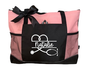 Nurse Tote Bag Gift for Nurse Personalized Tote Bag for Work Zippered Tote Bag Nurse Appreciation Graduation Gift Nurse RN Tote Bag Nursing