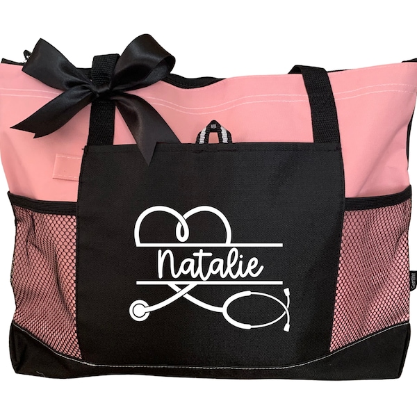 Nurse Tote Bag Gift for Nurse Personalized Tote Bag for Work Zippered Tote Bag Nurse Appreciation Graduation Gift Nurse RN Tote Bag Nursing