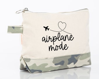 Travel Makeup Bag Airplane Mode Flight Attendant Gifts Make Up Bag Travel Gifts Cosmetic Bag for Women Canvas Makeup Bag for Mom Gift Bags