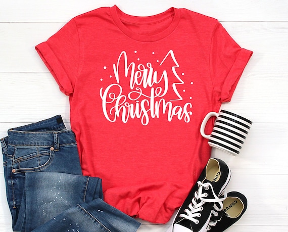 Merry Christmas Shirts For Women – Casual Graphic Print T-Shirt Holiday Gift Top