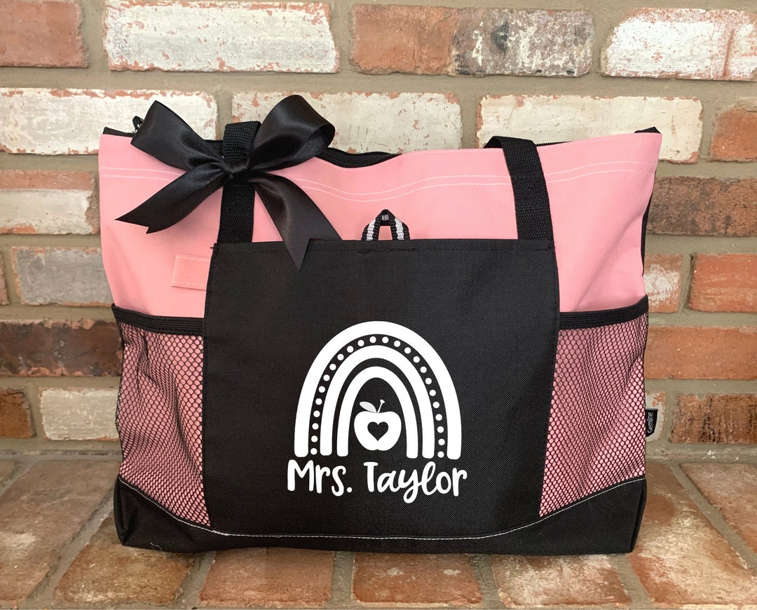 Teacher Tote Bag Personalized Tote Bag With Zipper Gift Teacher Custom ...