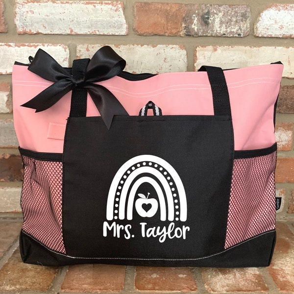 Teacher Tote Bag Personalized Tote Bag with Zipper Gift Teacher Custom Gift for Teachers Gifts Teacher Bag Tote Bag Teacher Graduation Gift