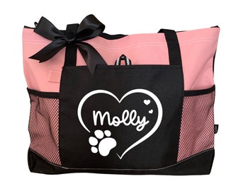 Pet Tote Bag - Zippered Tote Bag, Custom Pet Tote Bag, Dog Tote Bag, Personalized Pet Bag, Dog Mom Gift, Personalized Tote, Custom Pet Bag
