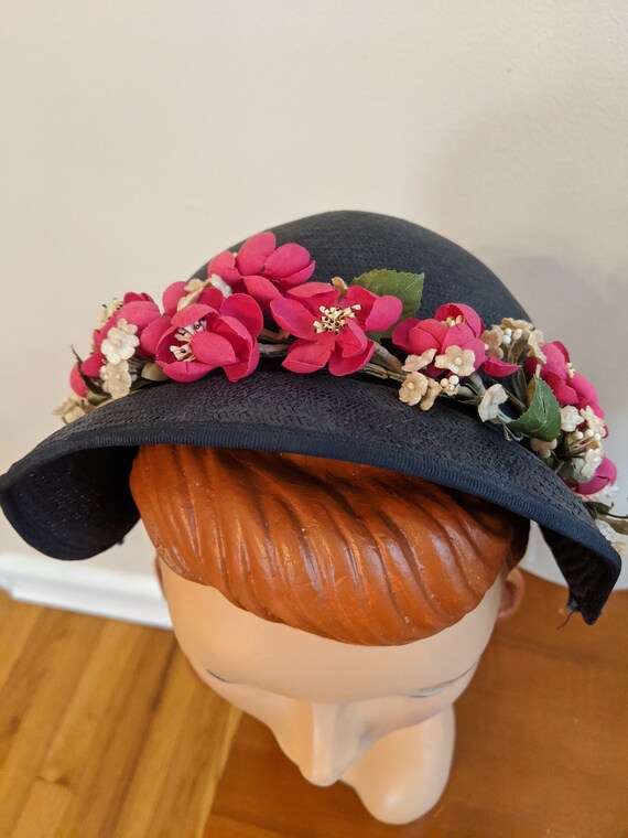 1950s Navy Blue Halo Hat