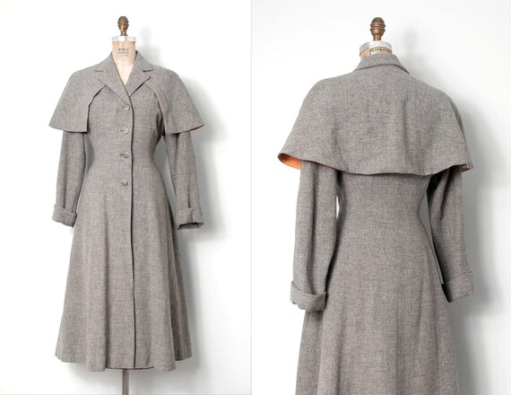 Vintage 1940s Princess Coat / Grey 40s Princess Co