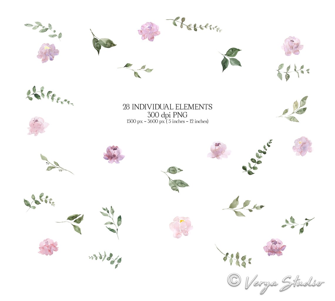 Blush Pink Peonies Watercolor Flowers Clipart Spring Clipart Wedding ...